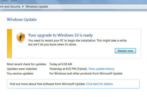 Уведомление Windows 10